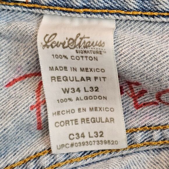 Vintage Signature Levi Strauss Relaxed Fit Denim Jeans Mens 34x32 Actual 32x30 - Picture 10 of 15